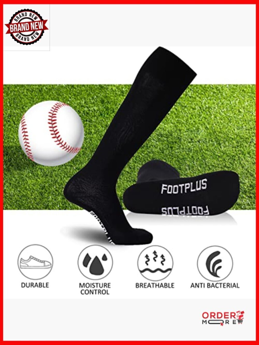 Over Knee High Athletic Socks for Baseball Soccer Rugby Unisex Sport Performance - Picture 5 of 7